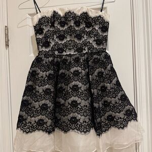 Forever 21 Black and White Strapless Dress